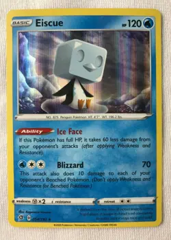 Eiscue HOLO RARE 054/192 SWSH Rebel Clash Pokemon NM - Image 1