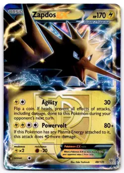 Zapdos EX 48/135 Holo EX Rare Plasma Storm Pokemon Holo Near Mint - Image 1