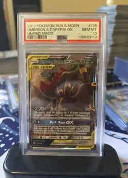 2019 Pokemon Sun And Moon Unified Minds Darkrai/umbreon Gx #125 PSA 10 Gem Mint - Image 1