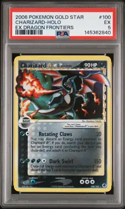 2006 POKEMON EX DRAGON FRONTIERS GOLD STAR #100 CHARIZARD-HOLO PSA 5 - Image 1
