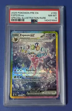 2025 Pokemon PRE EN Espeon ex Special Illustration Rare #155 PSA 8 NM-MT - Image 1