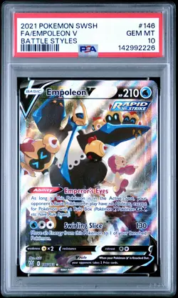2021 POKEMON SWORD & SHIELD BATTLE STYLES #146 FULL ART/EMPOLEON V PSA 10 - Image 1