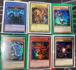 * YuGiOh Egyptian God Cards, Obelisk, Blue Eyes Legendary Collection 6X LC01 Set - Image 1