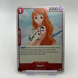 PRE ERRATA Nami - Romance Dawn Rare (OP-01) Foil One Piece TCG English - Image 1