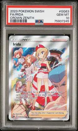 2023 POKEMON SWORD & SHIELD CROWN ZENITH #GG63 FULL ART/IRIDA PSA 10 - Image 1