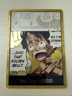 One Piece CCG Don!! Foil Card Luffy Ring That Golden Bell Standard English - Image 1
