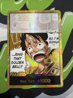 🔥 One Piece Card Game DON!! Card Gold Frame OP15 ENGLISH Luffy Golden Bell 🔥 - Image 1