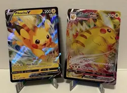 Pokemon TCG Promo Holo Lot Pikachu V SWSH285 Pikachu VMAX SWSH286 2 Cards - Image 1