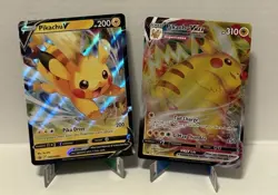 Pokemon TCG Promo Holo Lot Pikachu V SWSH285 Pikachu VMAX SWSH286 2 Cards - Image 2