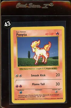 Pokemon Ponyta Base Set 60/102 Shadowless NM Non-Holo Common Card - Image 1