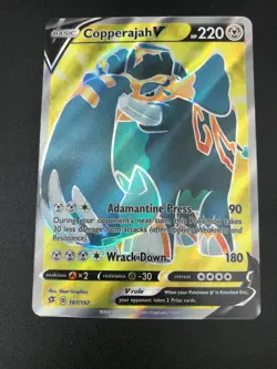 Copperajah V FULL ART ULTRA RARE 187/192 Pokemon SWSH Rebels Clash Holo NM 2020 - Image 1