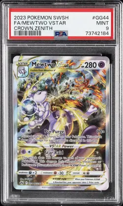 2023 POKEMON SWORD & SHIELD CROWN ZENITH #GG44 FULL ART/MEWTWO VSTAR PSA 9 - Image 1