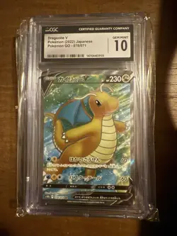 CGC GEM MINT 10 Dragonite V 078/071 SR Japanese Full Art Pokemon GO 2022 - Image 1