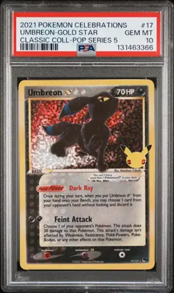 2021 Pokemon Celebrations Classic Coll POP Series 5 #17 Umbreon Gold Star PSA 10 - Image 1