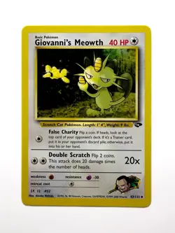 Pokemon TCG Giovanni’s Meowth 43/132 Gym Challenge WOTC 2000 Uncommon Vintage LP - Image 1