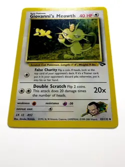 Pokemon TCG Giovanni’s Meowth 43/132 Gym Challenge WOTC 2000 Uncommon Vintage LP - Image 2
