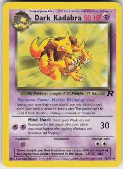 Dark Kadabra 39/82 Uncommon Team Rocket Pokemon Lightly Played - Image 1