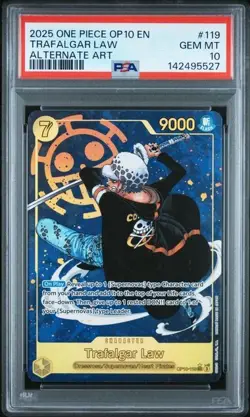2025 ONE PIECE TRAFALGAR LAW OP10-ROYAL BLOOD 119 ALT ART PSA 10 - Image 1