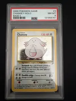 Chansey Holo PSA 8 3/130 Pokemon Base Set 2 Holo Rare - Image 1