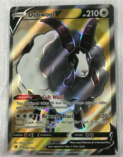 Dubwool V FULL ART ULTRA RARE 188/192 SWSH Rebel Clash Pokemon NM - Image 1