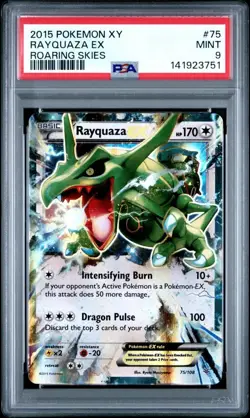 2015 POKEMON XY ROARING SKIES #75 RAYQUAZA EX PSA 9 - Image 1