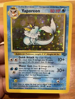 Pokemon Vaporeon Jungle 12/64 Holo Rare Unlimited Wizards 80HP Stage 1 English - Image 1