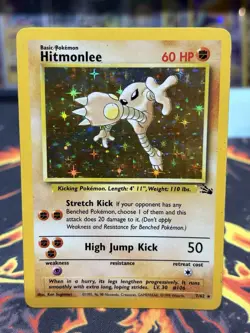 Hitmonlee 7/62 Fossil Holo RARE WOTC Vintage Pokemon Card 1999 MP - Image 1