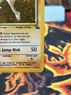 Hitmonlee 7/62 Fossil Holo RARE WOTC Vintage Pokemon Card 1999 MP - Image 4