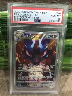 PSA 10 Gem Mint - Lucario Vstar Crown Zenith ETB 291 Pokemon Black Star Promo - Image 1