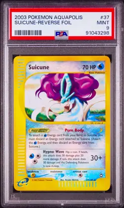 Suicune 037/147 Aquapolis Reverse Holo Pokemon 2003 PSA 9 - Image 1
