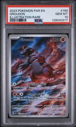 PSA 10 Groudon Illustration Rare 199/182 Pokemon Paradox Rift - Image 1