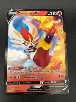 Cinderace V SWSH015 ULTRA RARE Black Star Promo NM Pokemon 2020 - Image 1