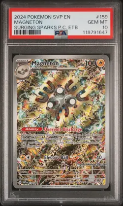 2024 POKEMON SURGING SPARKS POKEMON CENTER ETB PROMO SVP #159 MAGNETON PSA 10 - Image 1