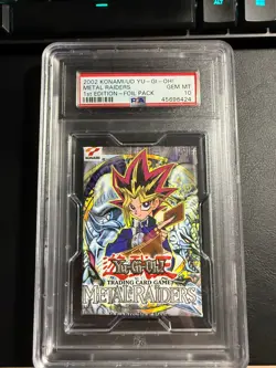 1st Ed 2002 Yu-Gi-Oh! Metal Raiders MRD Booster Pack PSA 10 - Image 1