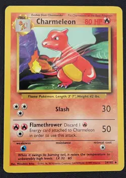 Rare Vintage 1995 24/102 Charmeleon Pokemon Card. GREAT CONDITION - LP Uncommon - Image 1