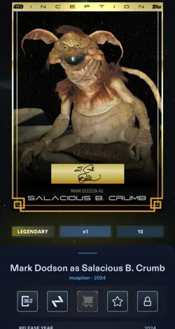 Topps Star Wars Digital Card Legendary 2024 Inception Gold Signature SALACIOUS - Image 1