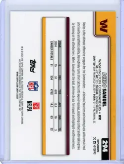 2025 Topps Chrome Deebo Samuel Washington Commanders Base Card #294 - Image 2