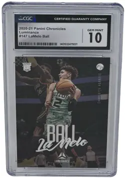 CGC 10 LaMelo Ball 2020-21 Panini Chronicles Luminance Rookie Card Hornets #147 - Image 1