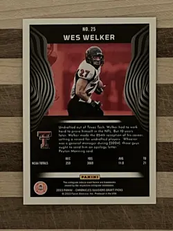 2023 Panini Chronicles Illusions Draft Picks Football Wes Welker Pink Card #25 - Image 2