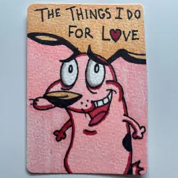 Courage Cowardly Dog Original ACEO Art Card FanArt Trading Card Hand Drawn OOAK - Image 1