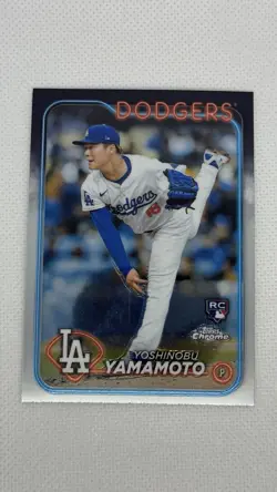 2024 Topps Chrome Yoshinobu Yamamoto RC #18 Los Angeles Dodgers Rookie Card - Image 1