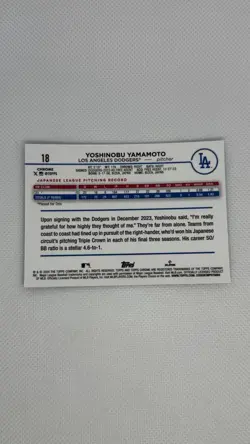 2024 Topps Chrome Yoshinobu Yamamoto RC #18 Los Angeles Dodgers Rookie Card - Image 5