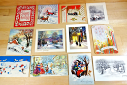 12 Vintage CHRISTMAS CARDS 1950's USED SIGNED Holiday Greetings Lot #10 - Image 1