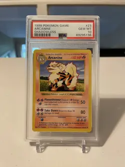 1999 Pokemon Shadowless Base Set Arcanine 23/102 PSA 10 LOW POP - Image 1
