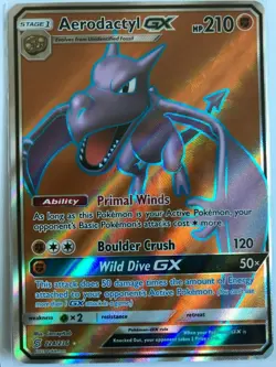 Aerodactyl GX FULL ART ULTRA RARE 224/236 SM Unified Minds Pokemon NM Holo 2019 - Image 1