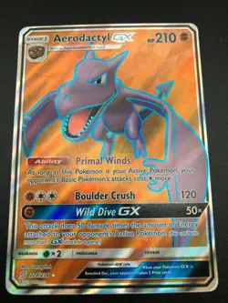Aerodactyl GX FULL ART ULTRA RARE 224/236 SM Unified Minds Pokemon NM Holo 2019 - Image 3