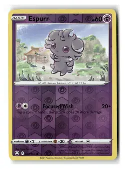 Espurr 060/163 Common Battle Styles Pokemon Reverse Holo Near Mint - Image 1