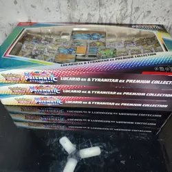 3x Pokemon Prismatic Evolutions Lucario ex and Tyranitar ex Premium Collection - Image 2