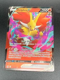 Delphox V 027/196 Ultra Rare Sword & Shield Lost Origin Pokemon NM 2022 - Image 1