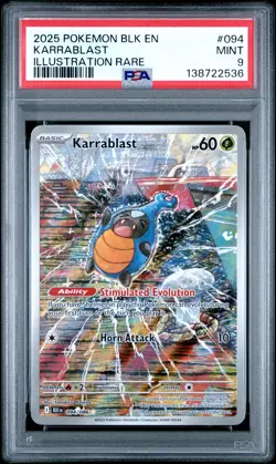 2025 POKEMON BLK EN-BLACK BOLT ILLUSTRATION RARE #094 KARRABLAST PSA 9 - Image 1